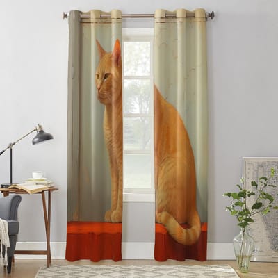 Cat'S Tattered Walls Gordijnen voor Slaapkamer Woonkamer Raamgordijn Behandelingen Jaloezieën Keuken Huisdecoratie Drapes 135W x 60H(cm) x1 brown