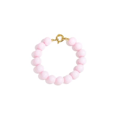 Beady Babe Armband | RVS & Resin | Pastel Roze | Kralen armband | 12mm kralen | Beste cadeau voor haar