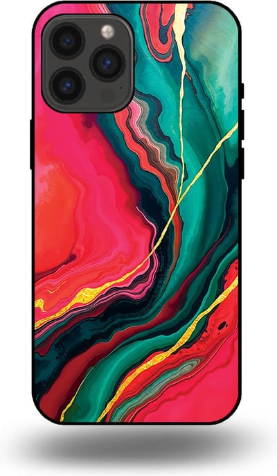 Smartphonica Telefoonhoesje Geschikt voor iPhone 13 Pro Max met Rood Groen Marmer Opdruk - TPU Backcover Case Red Green Marble Design geschikt voor iPhone 13 Pro Max