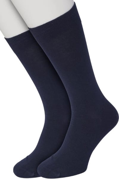 Bonnie Doon Basic Sokken Heren Donker Blauw maat 40/46 - 2 paar - Basis Katoenen Sok - Gladde Naden - Brede Boord - Uitstekend Draagcomfort - Perfecte Pasvorm - 2-pack - Multipack - Effen - Dark Blue - OL6324012.111
