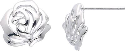 Behave Oorstekers dames zilver kleur in roos vorm