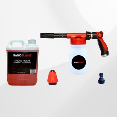 Nanoglans Snow Foam Gun voor Tuinslang - Inclusief PRO Auto Snow foam Shampoo 2.5L - Schuim Spuit Auto - Schuimlans - Foam Lance - Spuitpistool - Foam Cannon - Auto accessoires