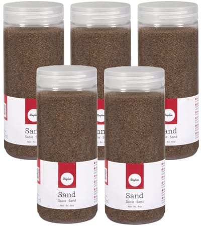 Rayher hobby Fijn decoratie zand korrels - 5x pakjes - bruin - 475 ml - zandkorrels - knutselmateriaal - 0.1 tot 0.5 mm