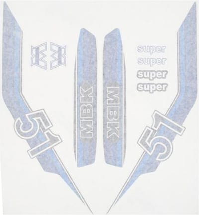 Planche 8 autocollant sticker bleu CGN pour mobylette MBK 50 51 Super Neuf