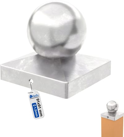 GeZu Impex Paalornament Bol 91 x 91 mm – Warmverzinkte Paalkap voor Houten Tuinpalen