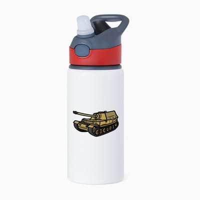 Hacebo® - Tank waterfles met rietje rood - Auto - militairs - Leger - voertuig - gevechtsvoertuig - water fles - 650ML