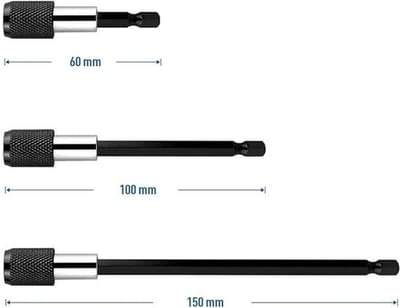 De set van 32 flexibele boorverlengstukken en haakse booraccessoires omvat 90-graden booraccessoires, zeskantschacht- en 105-graden haakse booraccessoires, korte schroevendraaiers en draaibare dopadapters.