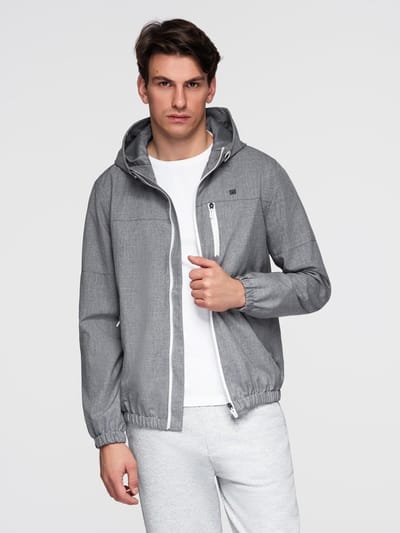 OMBRE Jas - Lange Mouw - Rits - Gemeleerd Grijs S