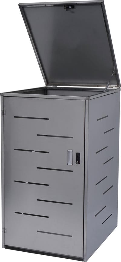XL containerberging voor 1 of 2 afvalbakken MCW-E83, uitbreidbaar 116x71x98cm ~ roestvrij staal 35kg