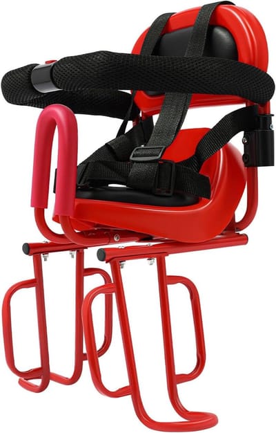 Kinderfietszitje Achter - Fietsstoel Kind - Veilige Fietstochtjes - U-vormige Leuning - 6 Maanden tot 6 Jaar - Rood