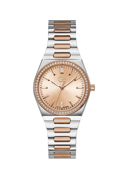Gc Gc Prodigy Lady Mid Size Metal Analoog Quartzhorloge Zilverkleurig En Roségoudkleurig Kast Gemaakt Van 100% Roestvrij Staal En Een Armband Van 100% Roestvrij Staal 34 Z38001L9MF, Z38003L3MF