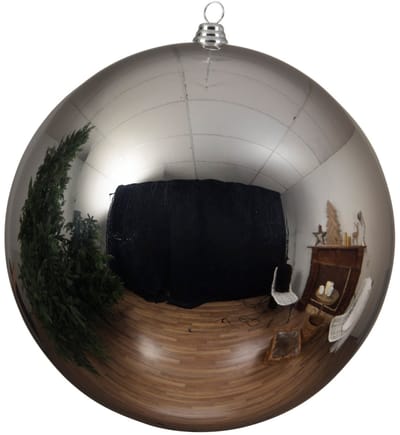 Decoris Kerstbal - zilver - groot - 20 cm - kunststof - glans - kerstversiering