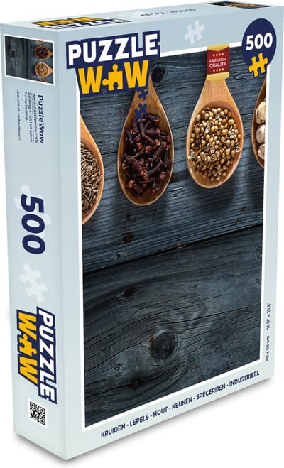 Puzzel Kruiden - Lepels - Hout - Keuken - Specerijen - Industrieel - Legpuzzel - Puzzel 500 stukjes