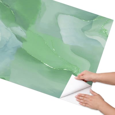 Coloray Meubel Wrap Folie - Groente Meubelfolie - 75x150 cm - Wrapfolie Keuken Groene abstractie - Decoratiefolie - Waterverf Meubelfolie - Meubel Wrap Folie - Woonkamer decoratie - Abstractie