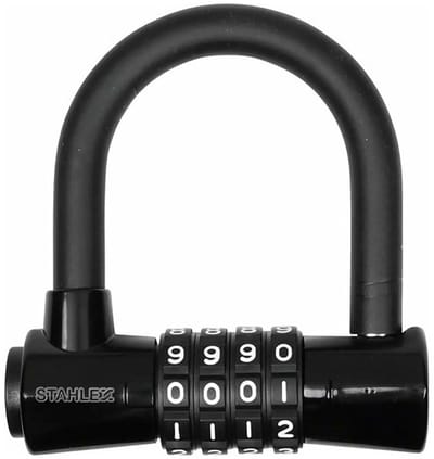 Stahlex superlock fiets beugelslot/cijferslot - zwart - staal - 9,7 x 10,4 cm - Fietsslot/scooter/motorslot