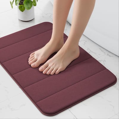 Badmat Traagschuim - Zacht Tapijt - Badkamer Comfort - Super Absorberend - 40 x 60 cm - Wijnrood