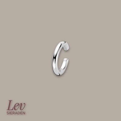 Lev Sieraden - ear cuff piercing - 12,5 mm Gerhodineerd 925 zilveren ear cuff met een afmeting van 12.5x2mm