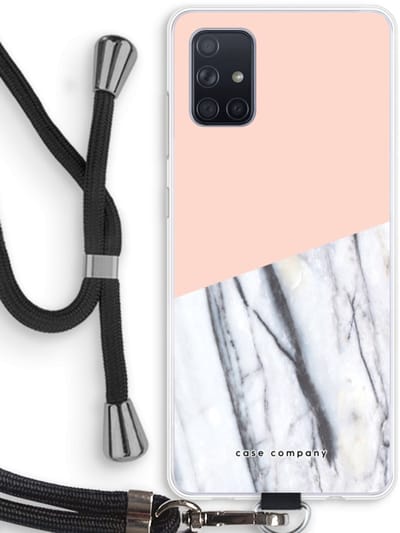 Case Company® - Hoesje met koord geschikt voor Samsung Galaxy A71 hoesje met Koord - A touch of peach - Telefoonhoesje met Zwart Koord - Bescherming aan alle Kanten en Over de Schermrand