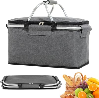 Opvouwbare Koeltas - Geïsoleerde Koeltas - Lunchtas - Met Deksel - Twee Handgrepen - Ritssluiting - 40x20x23 cm