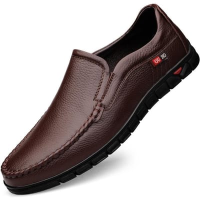Nieuwe Winter Leren Casual Schoenen Heren Rundleer Papa Schoenen Zachte Zool 44 gray