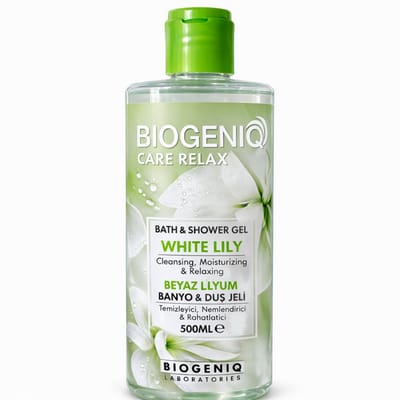 Biogeniq Care Relax Witte Lelie Bad & Douchegel 500 ml – Hydraterende Douchegel met Witte Lelie voor Zachte, Schone en Ontspannen Huid