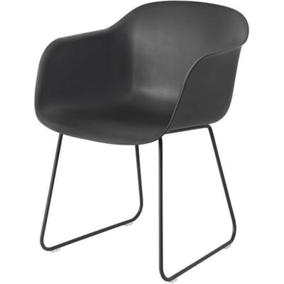 Muuto - Fiber Armleunstoel - Sledevormig onderstel - - zwart - frame zwart