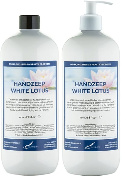 Handzeep White Lotus 1 liter - set van 2 stuks - met gratis pomp - Voordeelverpakking