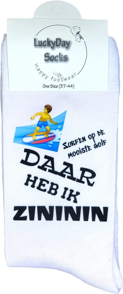 Zininin - Surfen Sokken - Surfplank - Plankzeilen - watersport - Verjaardags cadeau man - vrolijke sokken - Valentijns cadeau - grappige sokken - leuke heren sokken - Sokken waar je vrolijk van wordt - Maat 37-44
