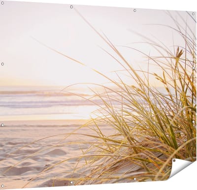 Gards Tuinposter Strand en Duinen tijdens Zonsondergang - 150x120 cm - Tuindoek - Tuindecoratie - Wanddecoratie buiten - Tuinschilderij