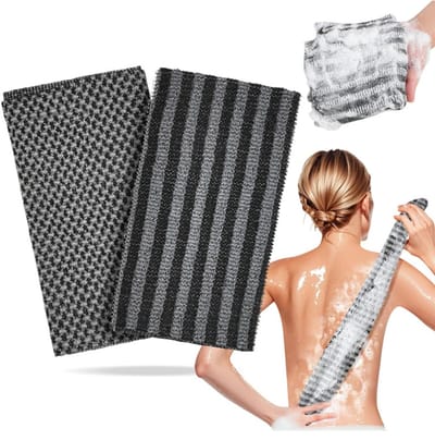 Exfoliërende Washandjes Set - 4 Stuks - Lange Badspons - Antimicrobieel - 26x100 cm - Voor Rug & Lichaam - Microvezel - Zacht & Effectief