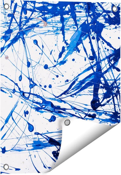 Gards Tuinposter Abstracte Kunst Blauwe Verf - 40x50 cm - Tuindoek - Tuindecoratie - Wanddecoratie buiten - Tuinschilderij