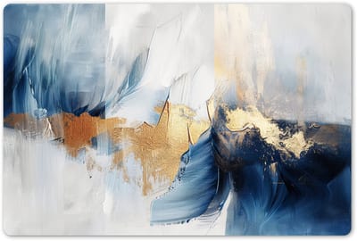Placemats 45x30 cm - Placemat kunststof - 1 stuk - Goud - Blauw - Verf - Kunst - Modern - Borden onderleggers - Decoratie voor op tafel - Keuken tafeldecoratie accessoires - Vinyl onderlegger - Tafelversiering