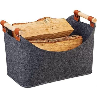 Boîte à bois de chauffage 45 x 32 x 40 cm Grande capacité 57 L Sac de transport de bois de cheminée Sac de transport de bois pour cheminée et poêle à bois CHINA beige