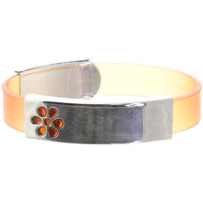 Behave – Armband dames siliconen – oranje bloemdetail – sporty casual