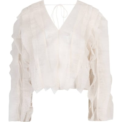 DANTE6 Dante6-phora Tulle Ruffled Top Dames - Topjes - Gebroken wit - Maat 34