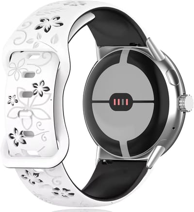 Tweekleurig Siliconen Sportbandje met Bloemenmotief voor Google Pixel Watch 4 en 3, 45mm, Comfortabel en Duurzaam Accessoire voor Sport en Dagelijks Gebruik