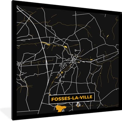 Fotolijst incl. Poster - Goud - Stadskaart - Plattegrond - Fosses-La-Ville - Kaart - 40x40 cm - Posterlijst