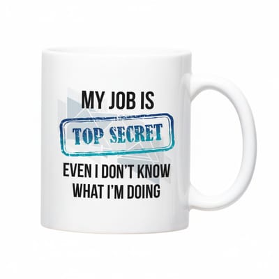 Grappige Office Mok 330ml – “My Job Is Top Secret, Even I Don’t Know What I’m Doing” – Leuk Cadeau voor Collega’s & Kantoorhumor