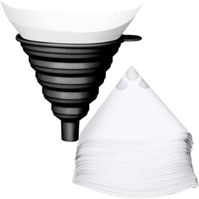 Dailygoods- Trechter met Siliconen Filter - Kegel Papier Trechter - Opvouwbare Siliconen Trechter - Vloeibare Overdracht - 50 Stuks - Voedselgrade Materiaal - Funnel