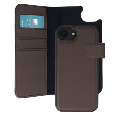 imoshion Hoesje - Geschikt voor Apple iPhone 17e / 16e - Uitneembare 2-in-1 Luxe Bookcase - Bruin
