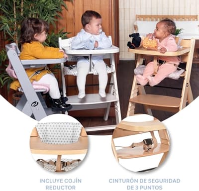 Houten Kinderstoel 2-in-1 Evolutieve Hoge Stoel | Ergonomisch, Verstelbaar & Veilig voor Baby's en Kinderen