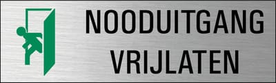 Nooduitgang vrijlaten deurbordje met zelfklevende strip