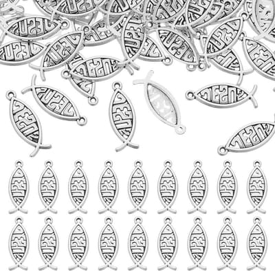 Dailygoods - 120 stuks Tibetaanse stijl zilveren vis bedels voor sieraden maken