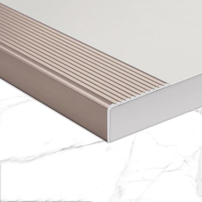 Aluminium Trapneusprofiel - Anti-slip Profiel - Veiliger Traplopen - Roestvrij Staal Effect - 125 cm - Zilver