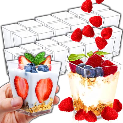 Dailygoods- Dessertbekers 25 stuks - 150 ml - Herbruikbare Bekers - Transparante Dessertbekers - Makkelijk Schoon te Maken - Elegante Presentatie - Serveerschalen