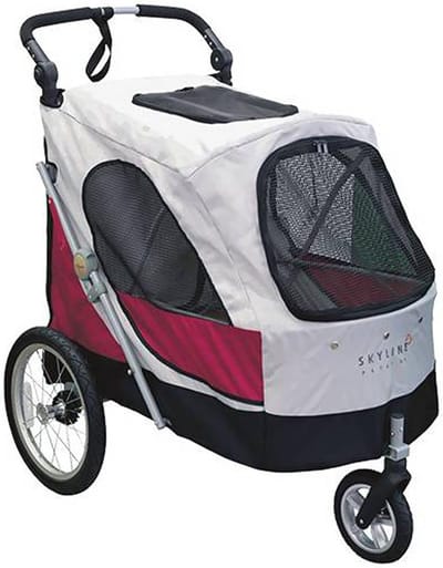 XL Honden Wandelwagen Grijs Rood tot 45 kg - Stevige Hondentrolley met Luchtbanden