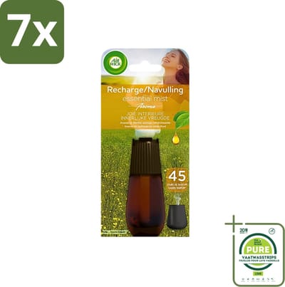 7 x Air Wick Essential Mist - Navulling - Happiness - Ananas & Wilde Munt - 20ml - Grootverpakking - Air Wick - Geurverspreider - Essentiële Oliën - Ananas - Munt