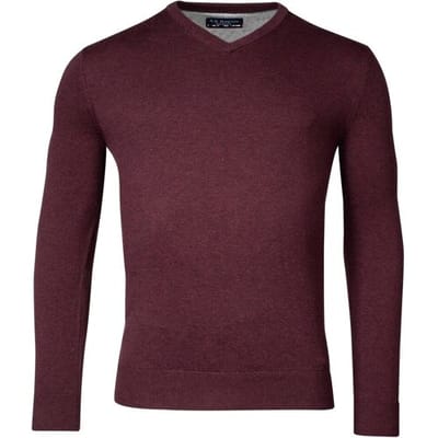 Baileys Trui V-Neck Single Knit Pima Cotton Bordeaux / male