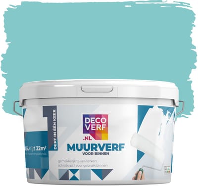 Decoverf muurverf mat tropisch blauw, 2.5L