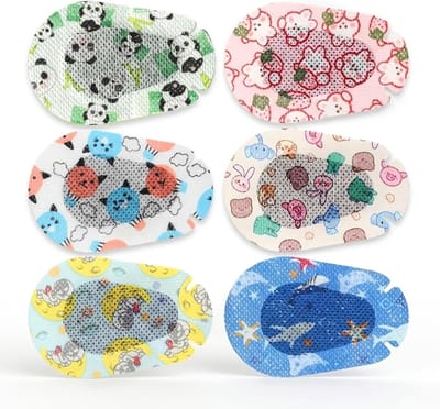 24 stuks ademende zelfklevende oogpleisters voor kinderen en volwassenen, schattige cartoon designs voor amblyopie en oogbescherming